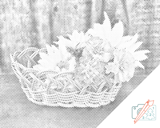 Mal-med-prikker -  Kurv med blomster