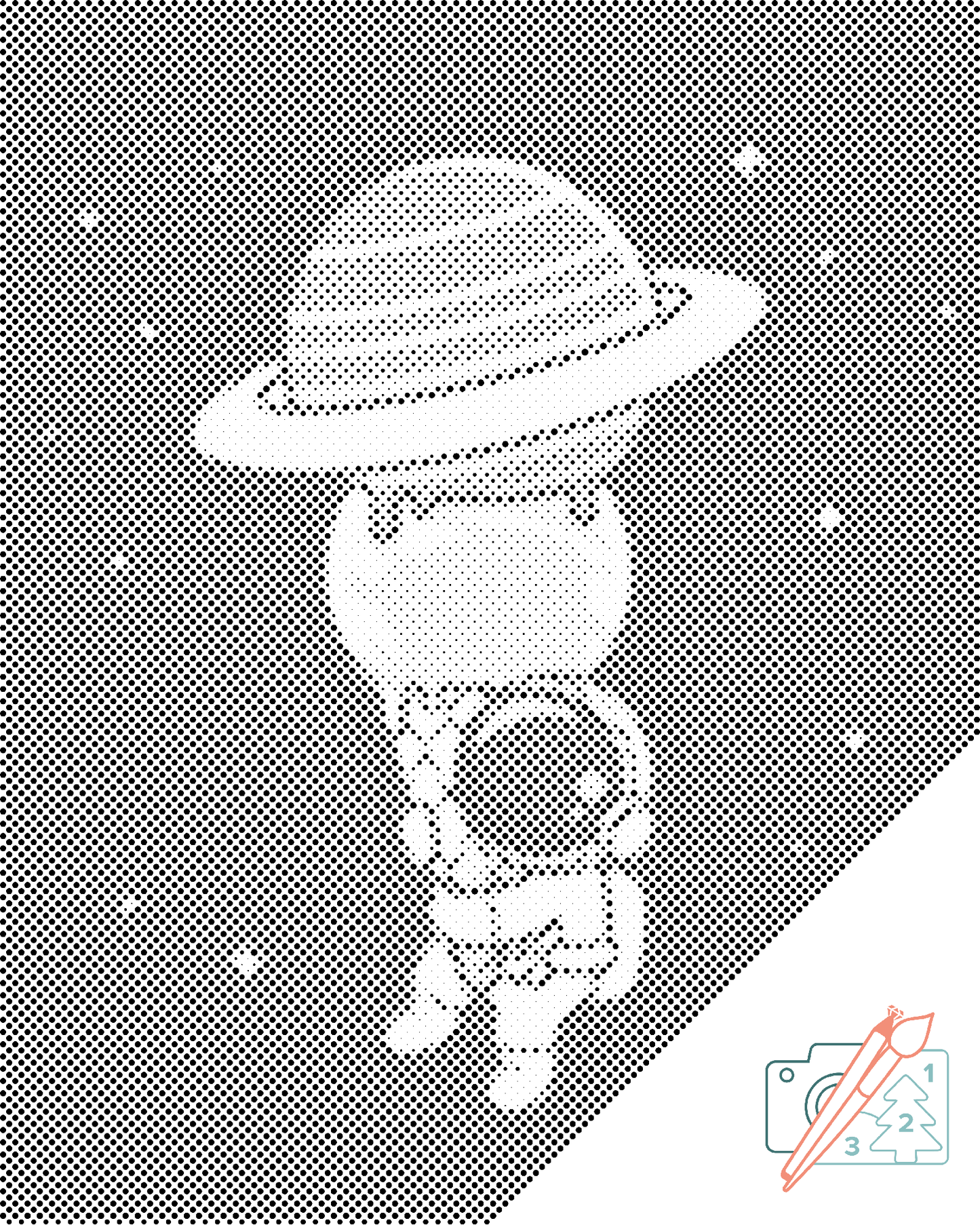 Mal-med-prikker -  Astronaut med Planetkegle