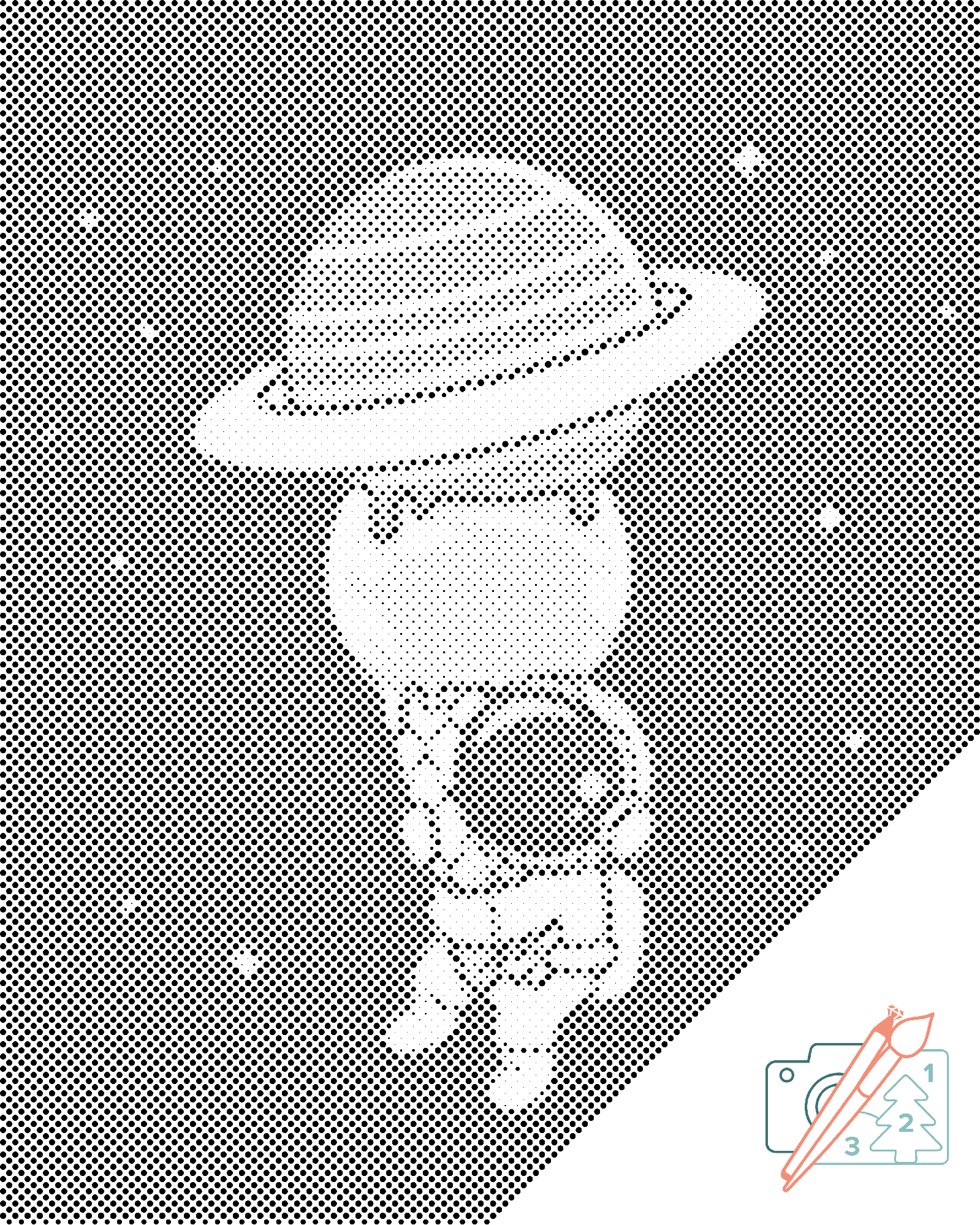 Mal-med-prikker -  Astronaut med Planetkegle