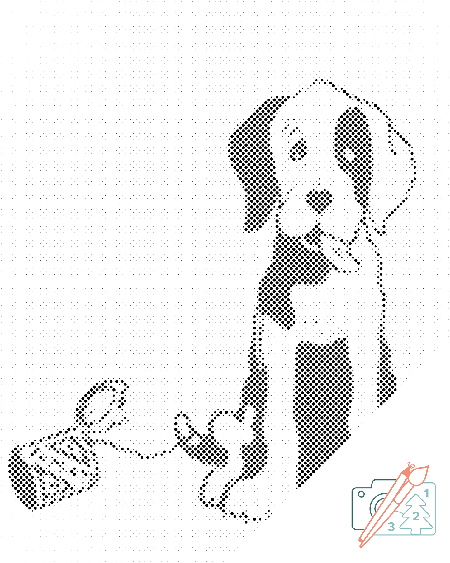 Mal-med-prikker -  B/W Dog