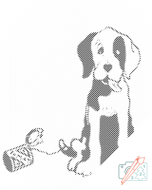 Mal-med-prikker -  B/W Dog