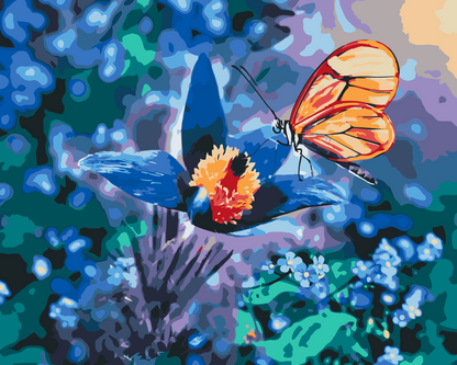 Paint by Numbers - Sommerfugl på en blå blomst