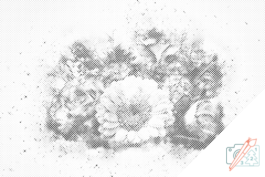 Mal-med-prikker -  Buket lyserøde blomster