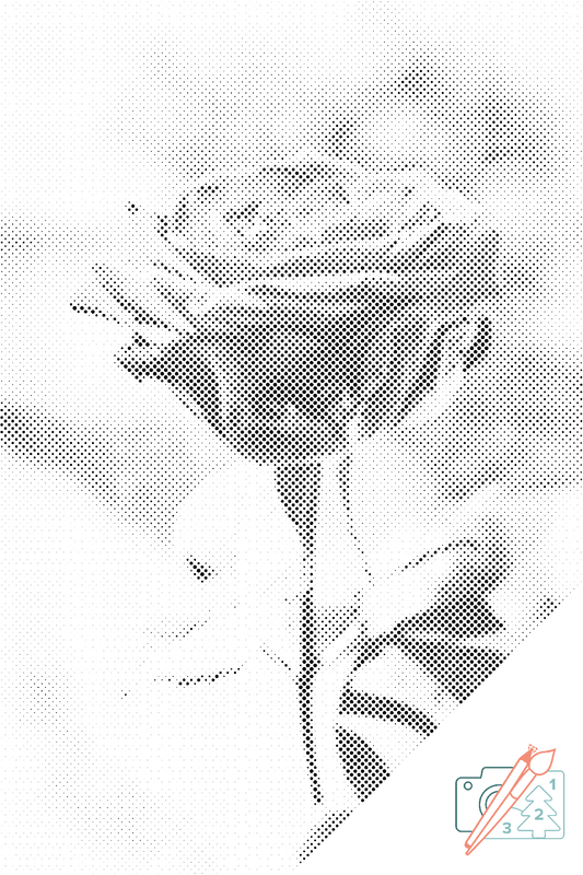 Mal-med-prikker -  Blomstrende Rose
