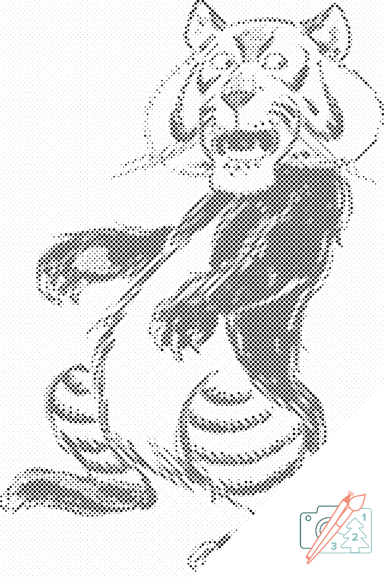 Mal-med-prikker -  B/W Lion