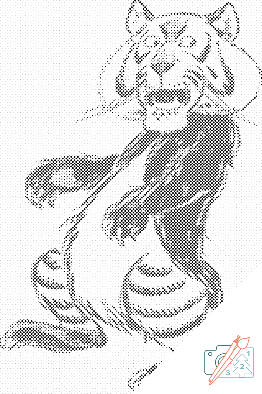 Mal-med-prikker -  B/W Lion