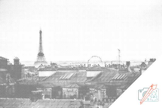 Mal-med-prikker -  Paris ved daggry