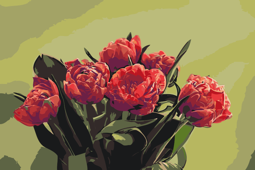 Paint by Numbers - Buket røde tulipaner