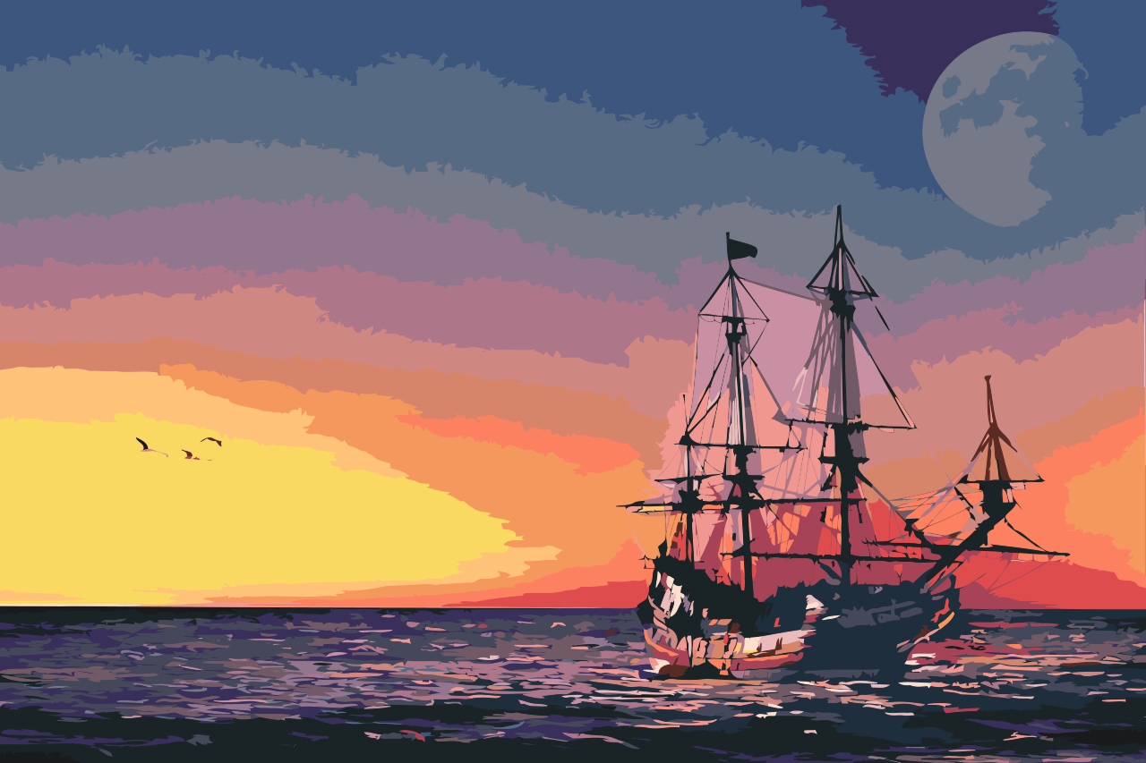 Paint by Numbers - Sejlads ved solnedgang