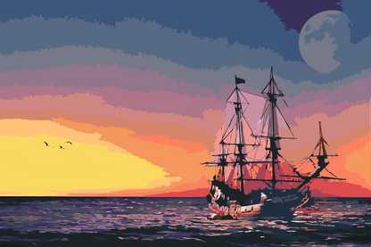Paint by Numbers - Sejlads ved solnedgang