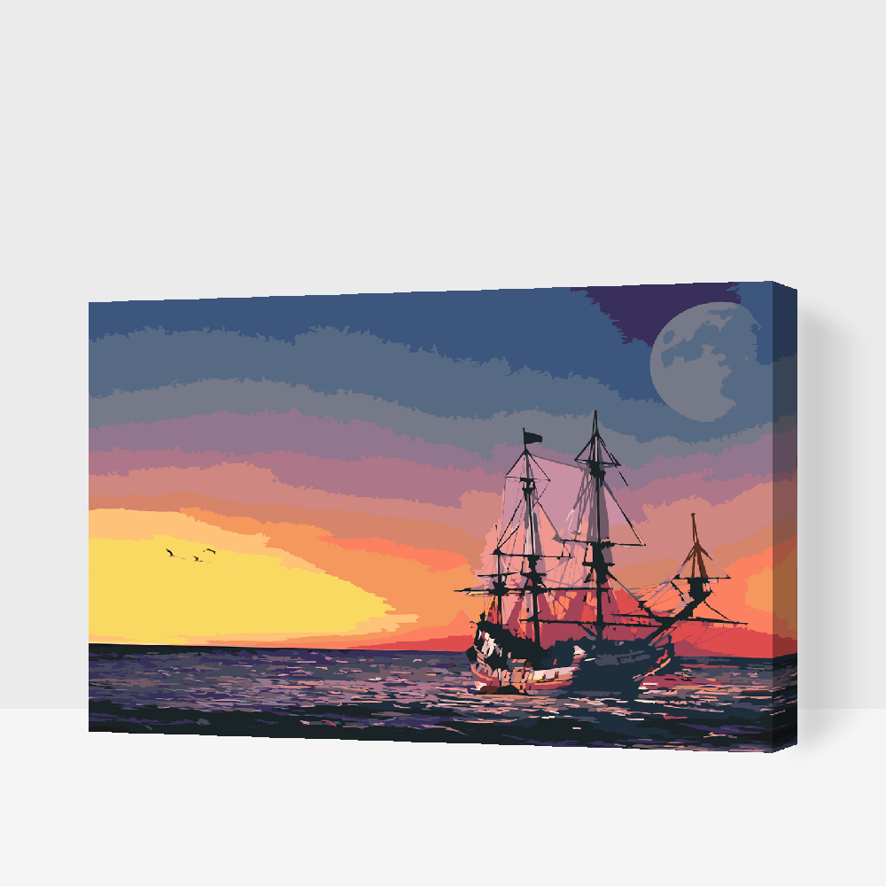 Paint by Numbers - Sejlads ved solnedgang