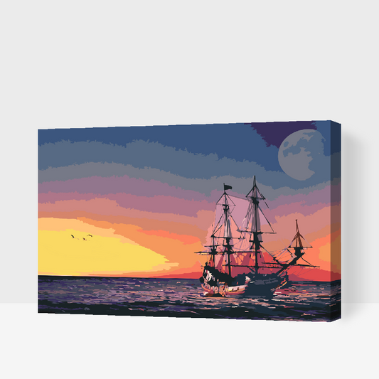 Paint by Numbers - Sejlads ved solnedgang