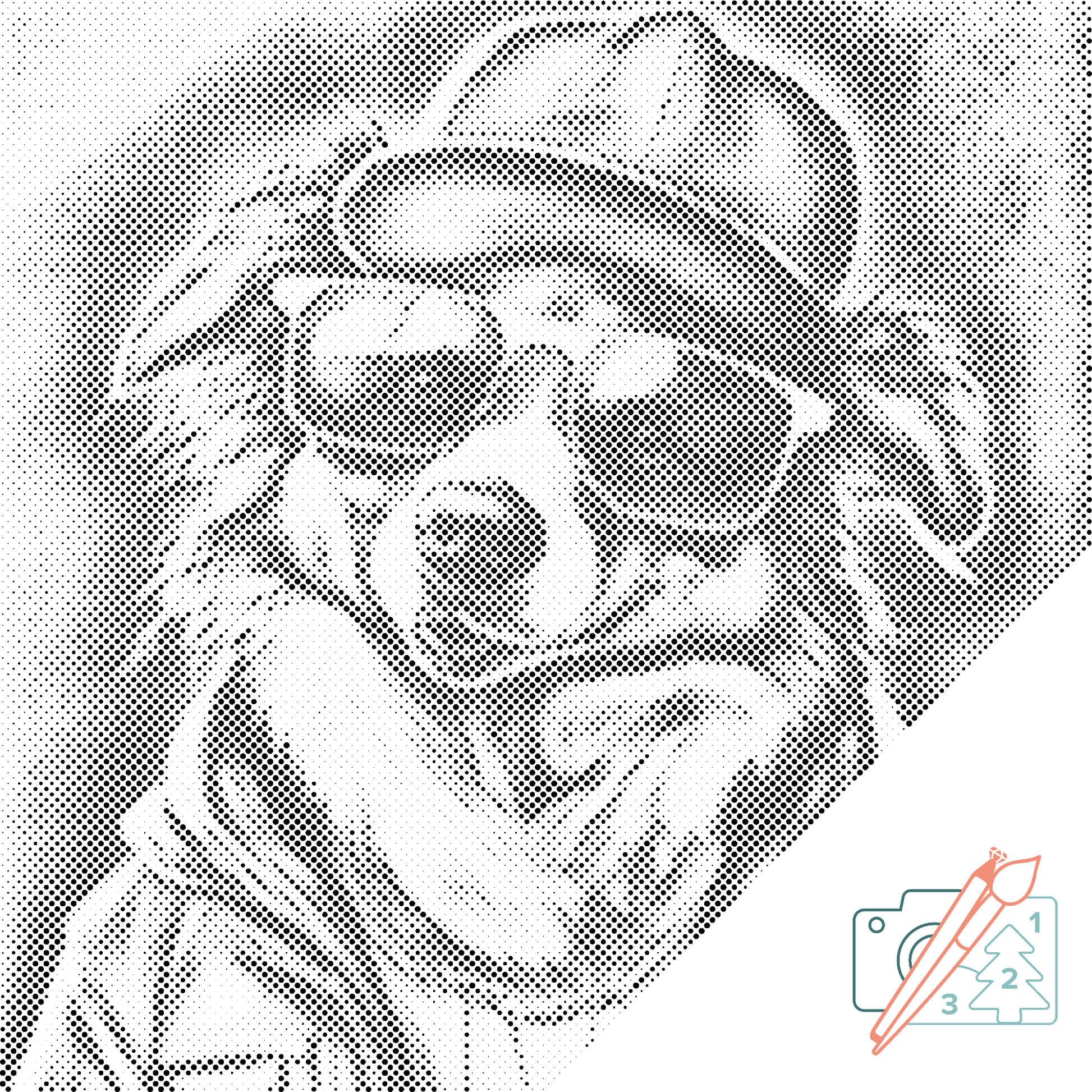 Mal-med-prikker -  Hund med stilfulde briller 3