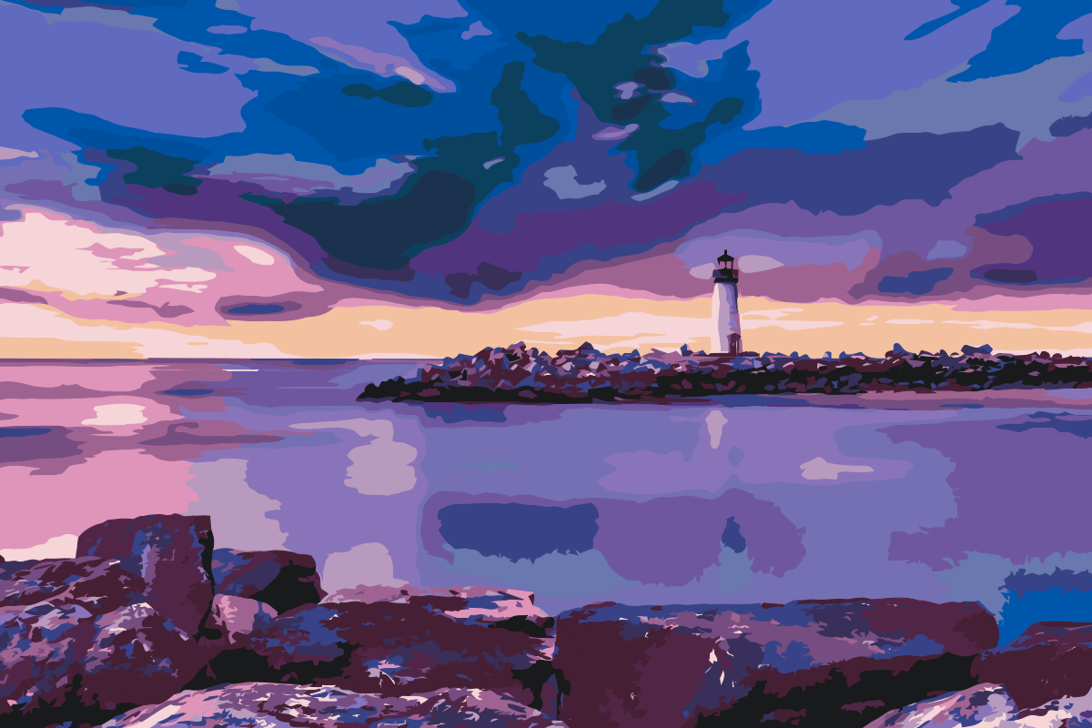 Paint by Numbers - Fyrtårn i Santa Cruz
