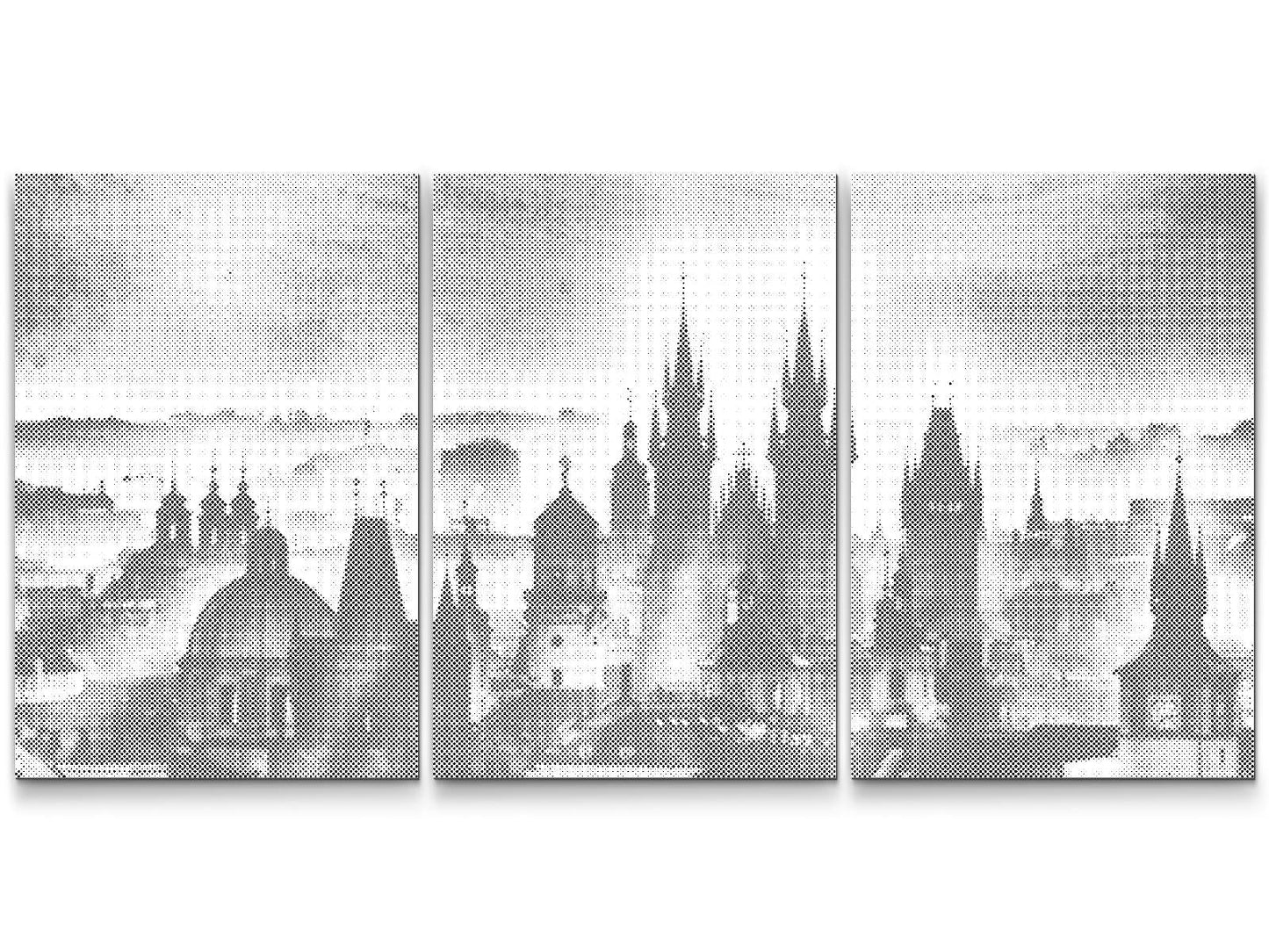 Mal-med-prikker -  Panorama af Prag (sæt af 3)