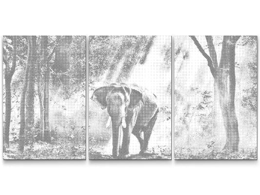 Mal-med-prikker -  Pragtfuld elefant i skoven (sæt af 3)