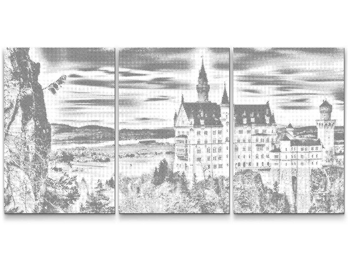 Mal-med-prikker -  Neuschwanstein Slot i Bayern (sæt af 3)