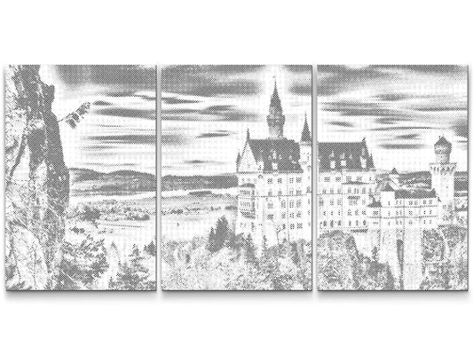 Mal-med-prikker -  Neuschwanstein Slot i Bayern (sæt af 3)