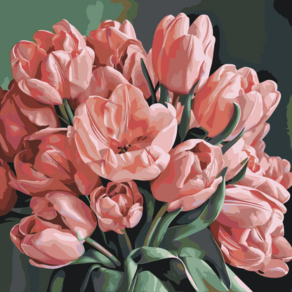 Paint by Numbers - En romantisk buket tulipaner