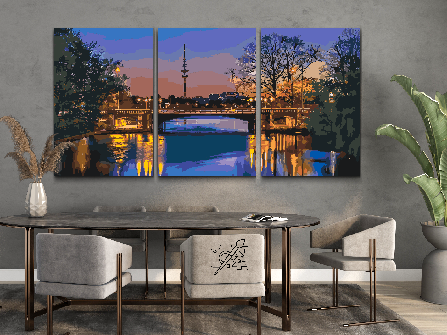 Paint by Numbers - Hamburg at Sunset (Set med 3 stk.)
