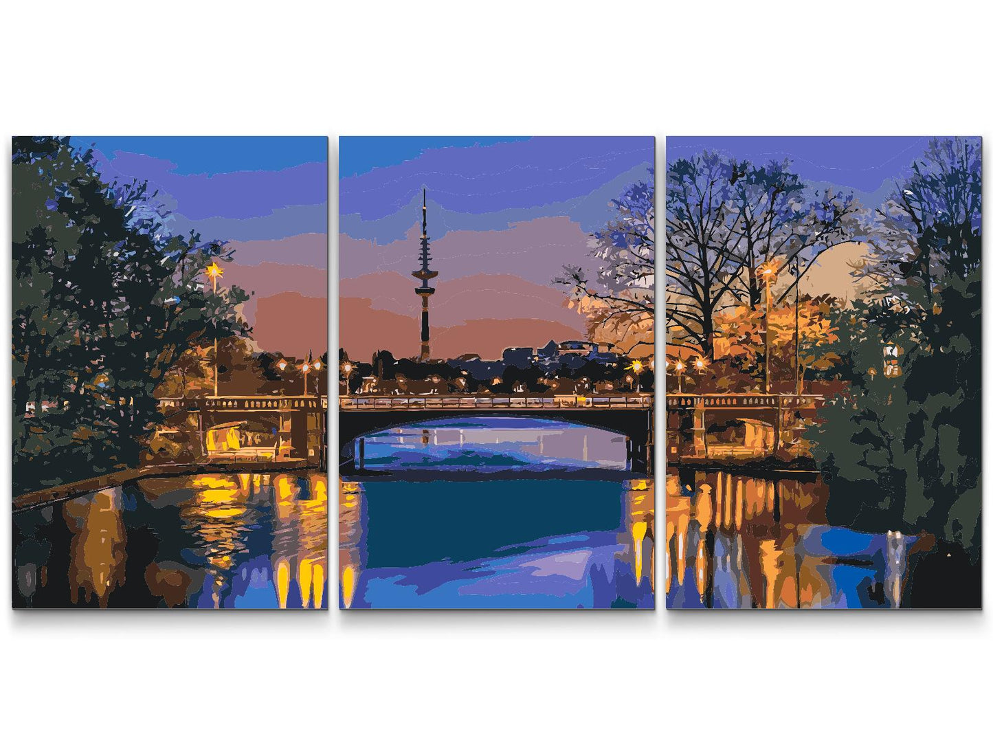 Paint by Numbers - Hamburg at Sunset (Set med 3 stk.)