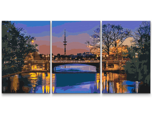 Paint by Numbers - Hamburg at Sunset (Set med 3 stk.)