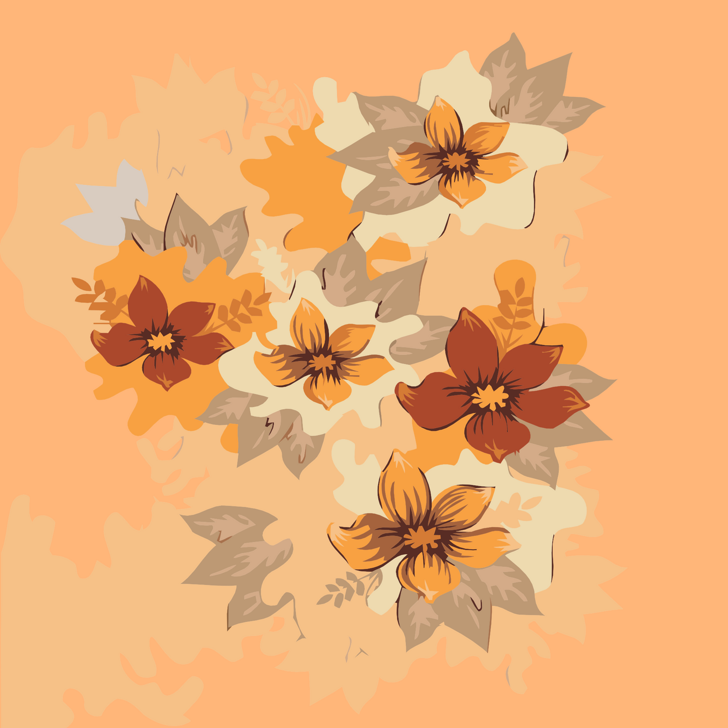 Paint by Numbers - Orange blomster