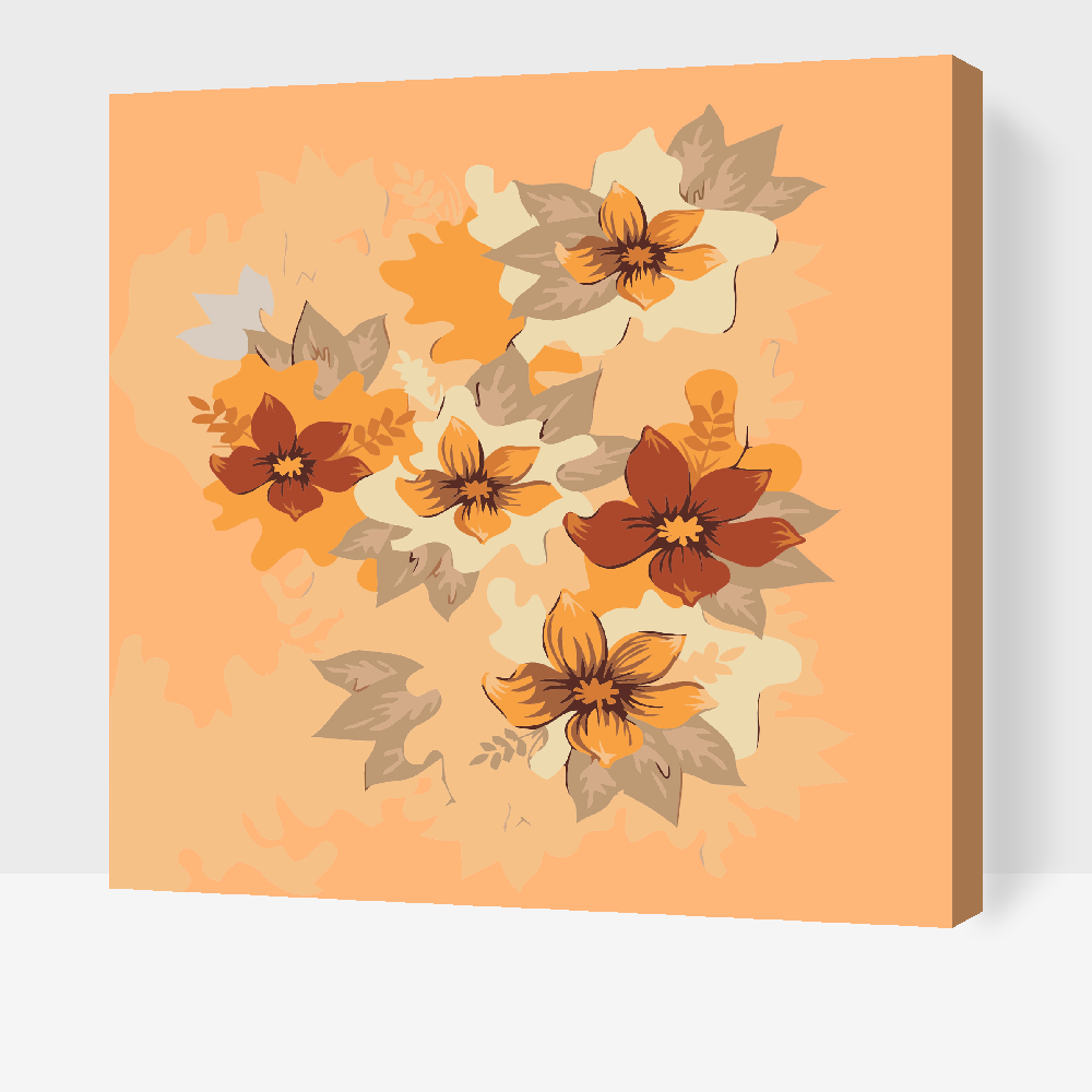 Paint by Numbers - Orange blomster