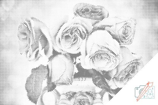 Mal-med-prikker -  Rose i vasen