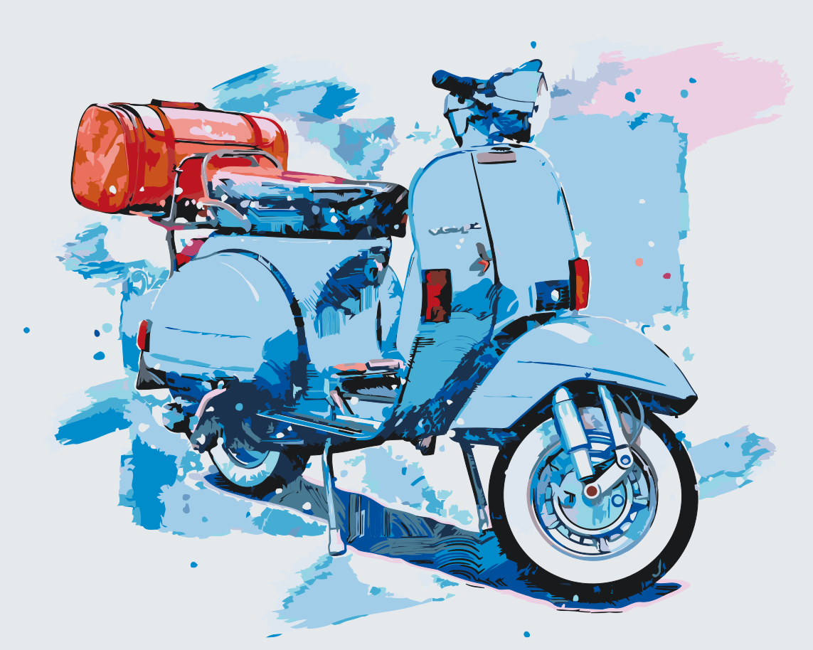 Paint by Numbers - Blå Vespa
