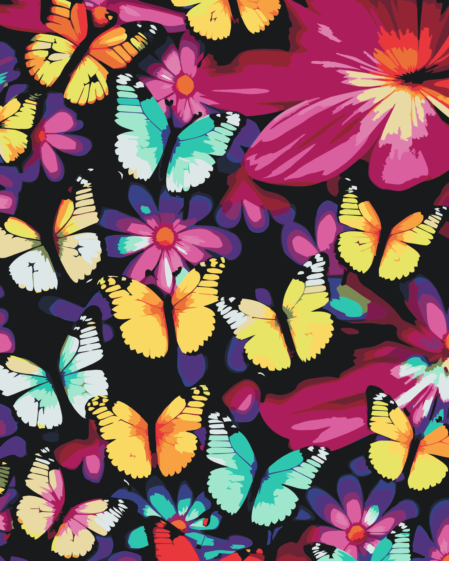 Paint by Numbers - Farverige sommerfugle
