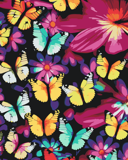 Paint by Numbers - Farverige sommerfugle