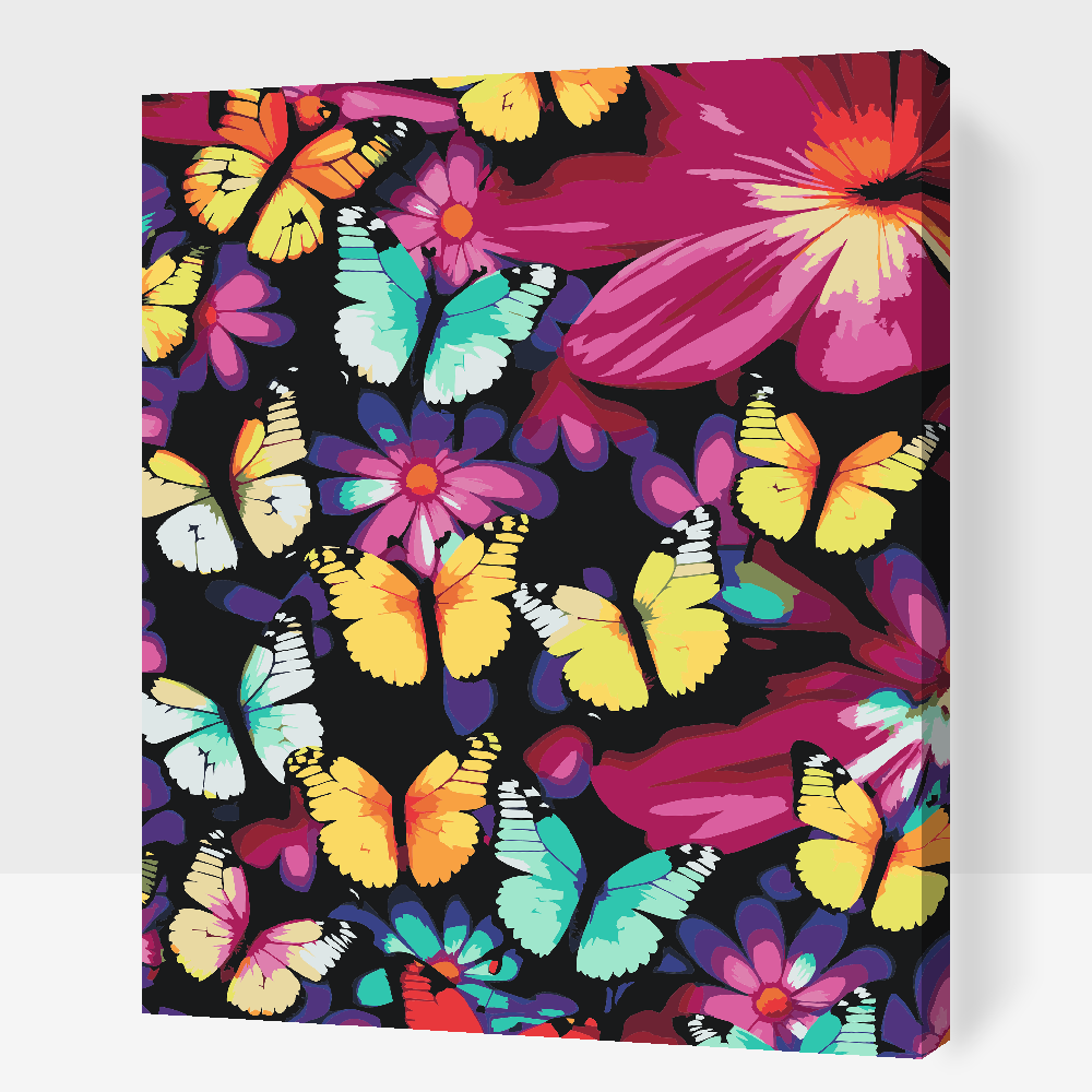 Paint by Numbers - Farverige sommerfugle