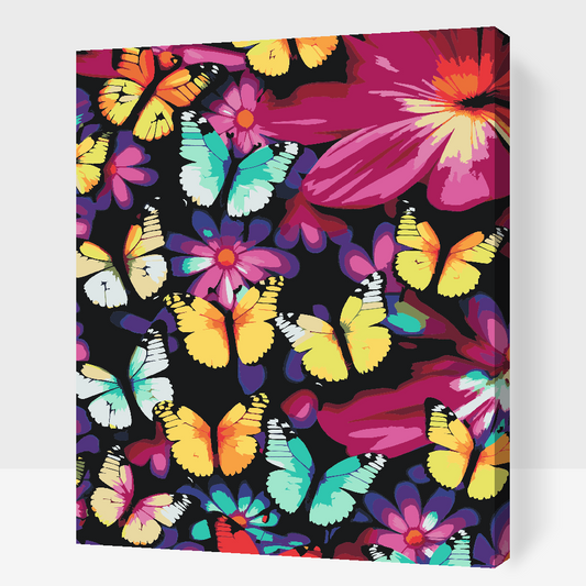 Paint by Numbers - Farverige sommerfugle