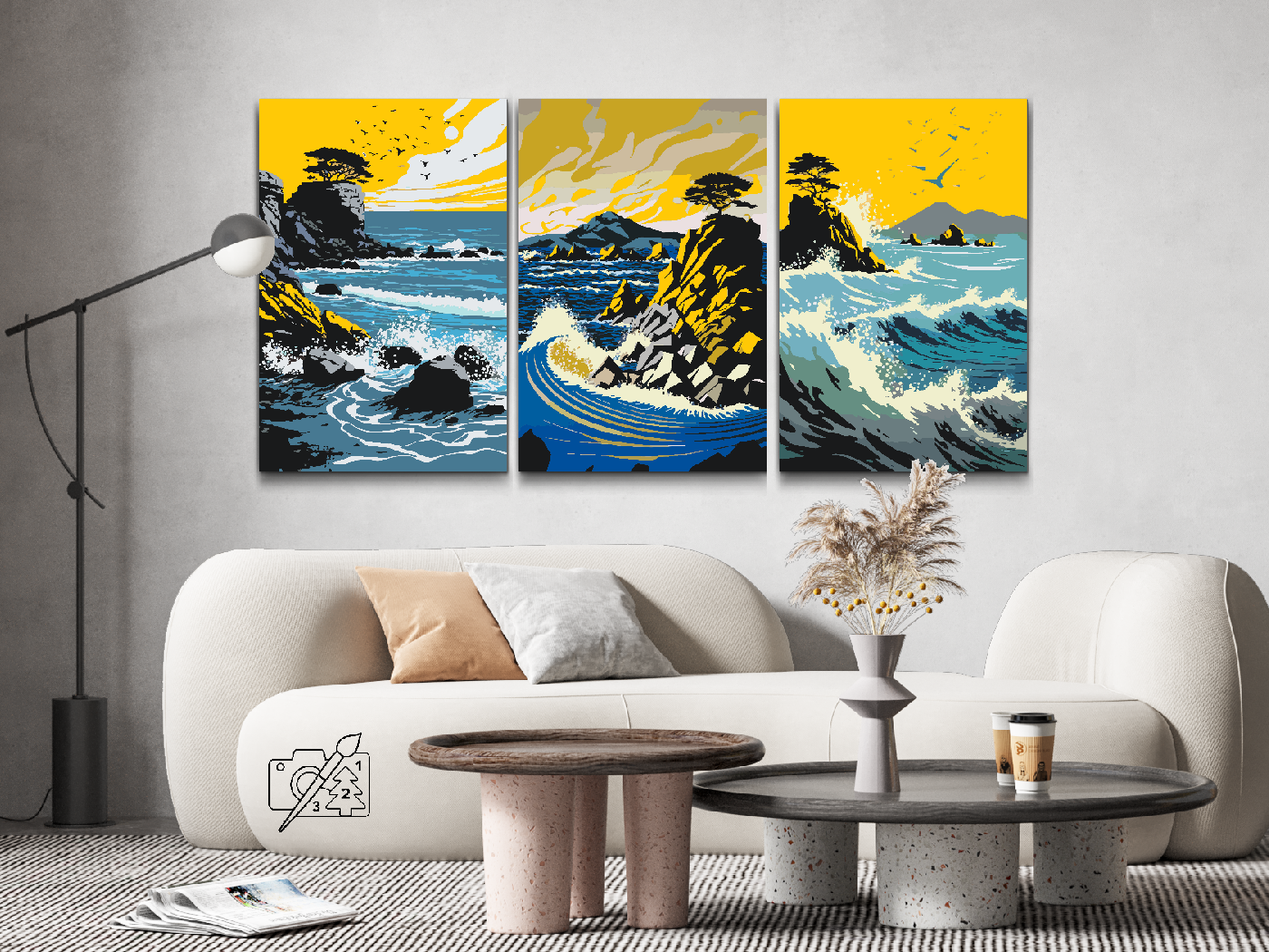 Paint by Numbers - Ocean Waves (sæt af 3)