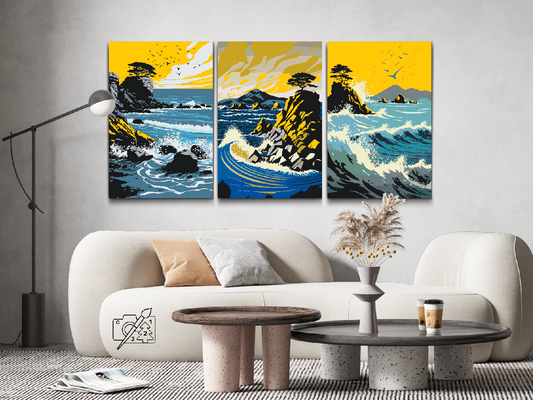 Paint by Numbers - Ocean Waves (sæt af 3)
