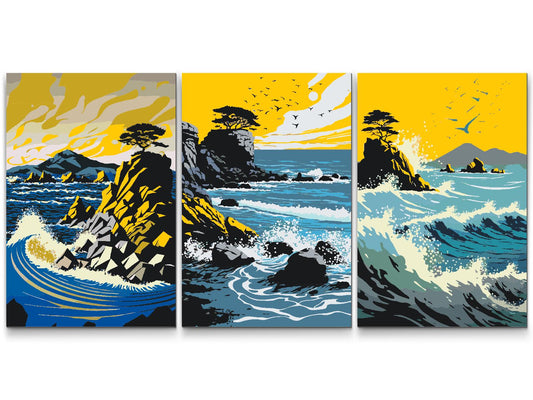Paint by Numbers - Ocean Waves (sæt af 3)
