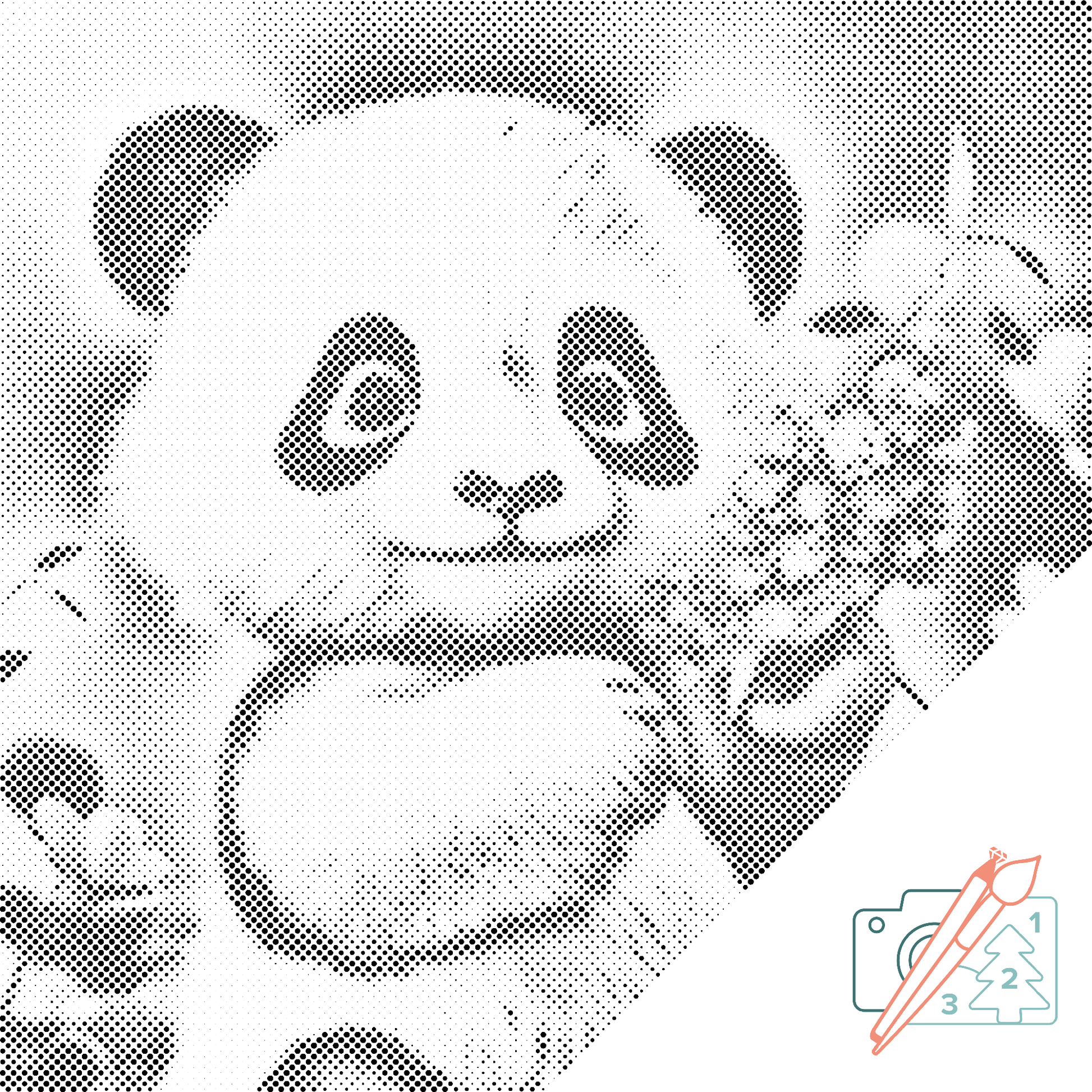 Mal-med-prikker -  En sød panda