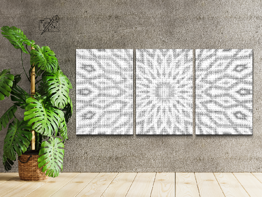 Mal-med-prikker -  Abstrakt blomst (sæt af 3)