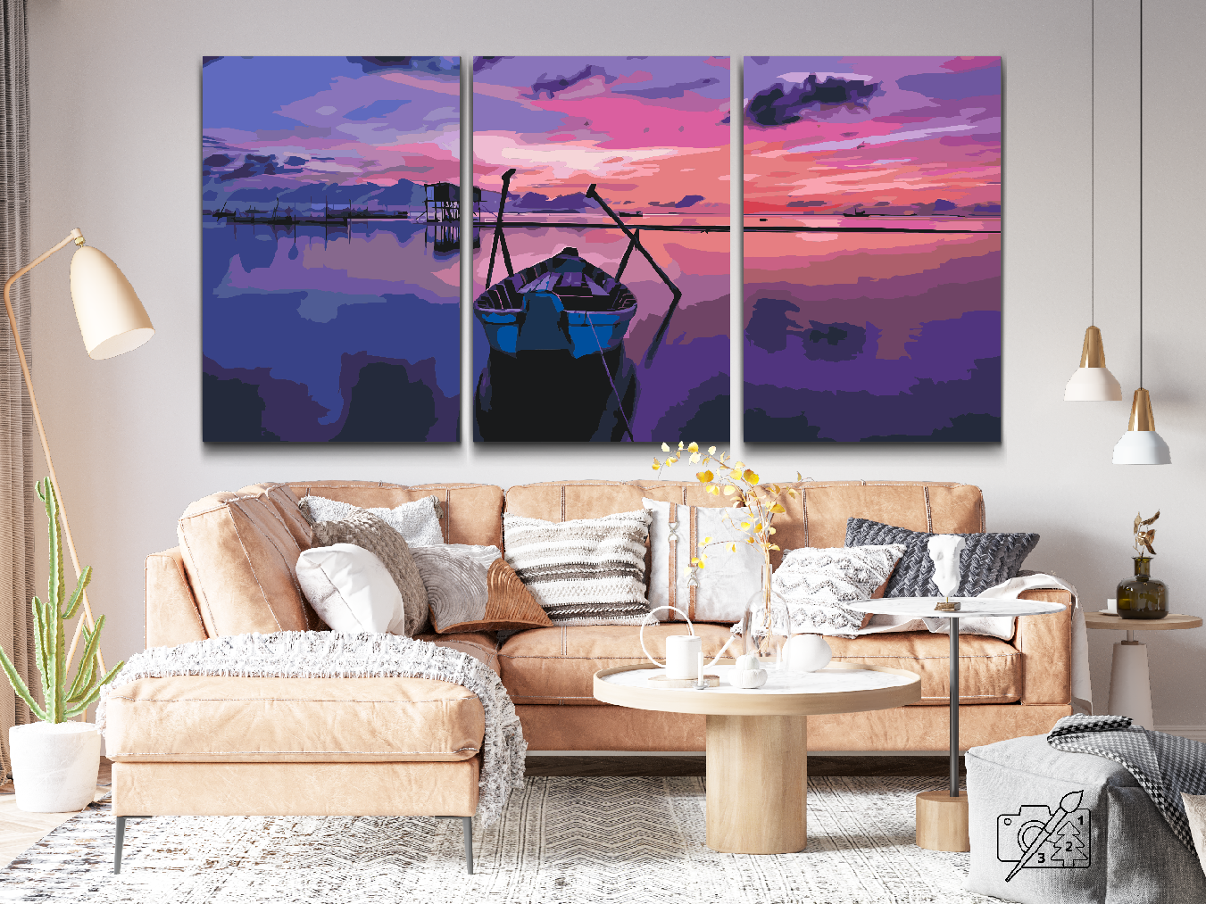 Paint by Numbers - Boat at the Sunset (sæt på 3 stk)