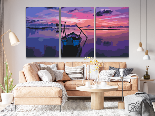 Paint by Numbers - Boat at the Sunset (sæt på 3 stk)