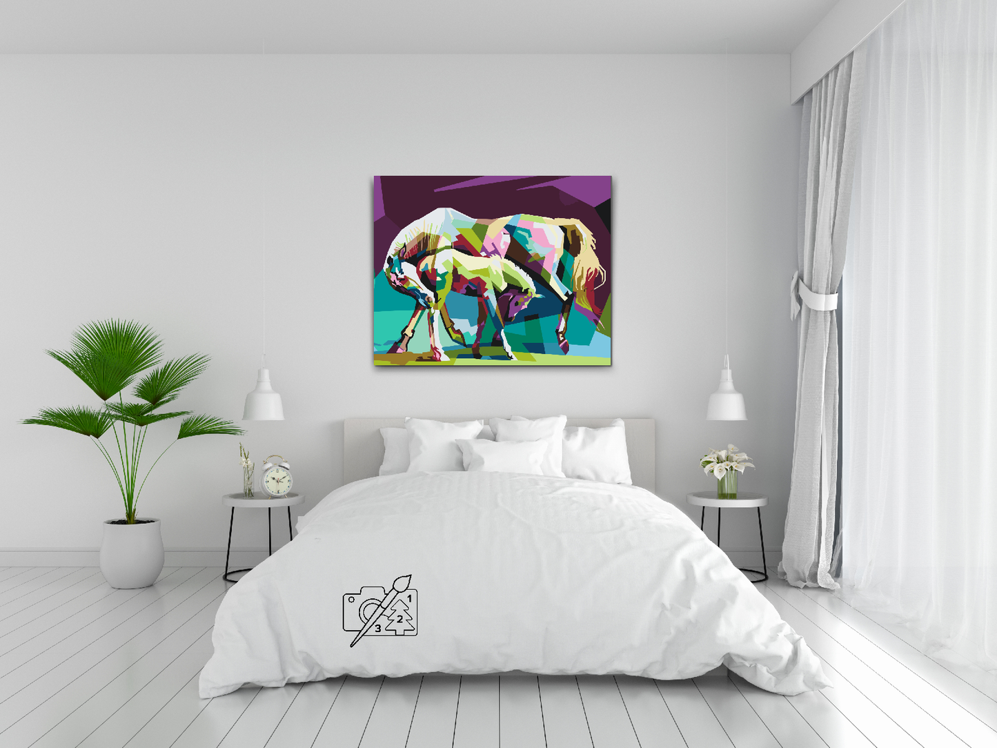 Paint by Numbers - Farverige heste