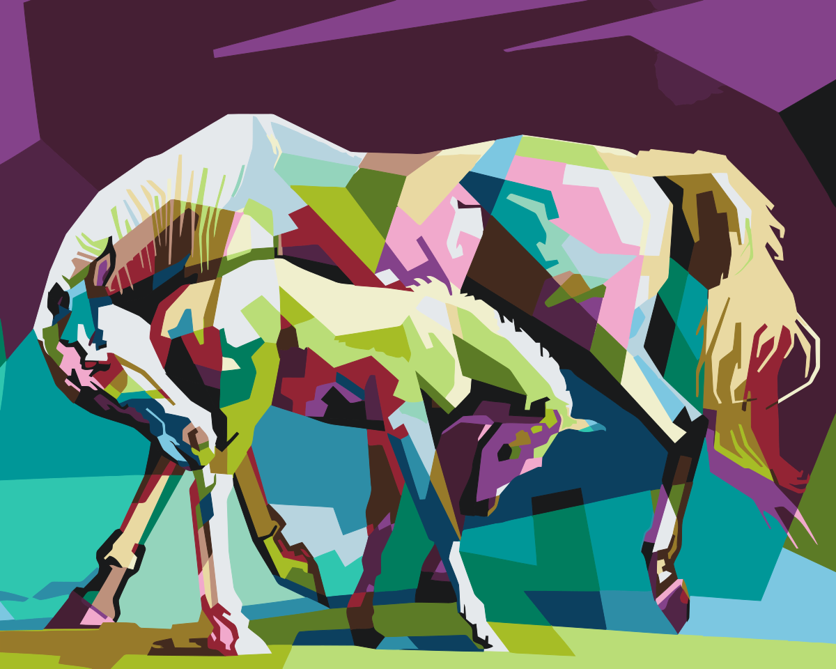 Paint by Numbers - Farverige heste