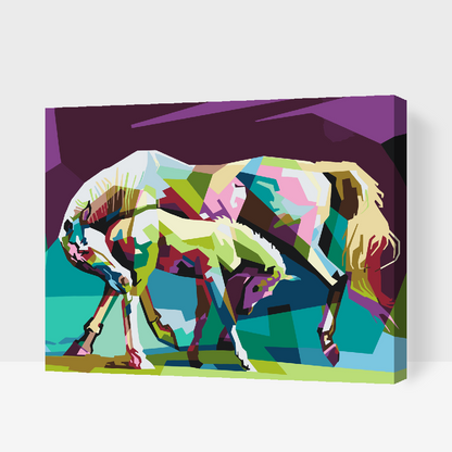Paint by Numbers - Farverige heste
