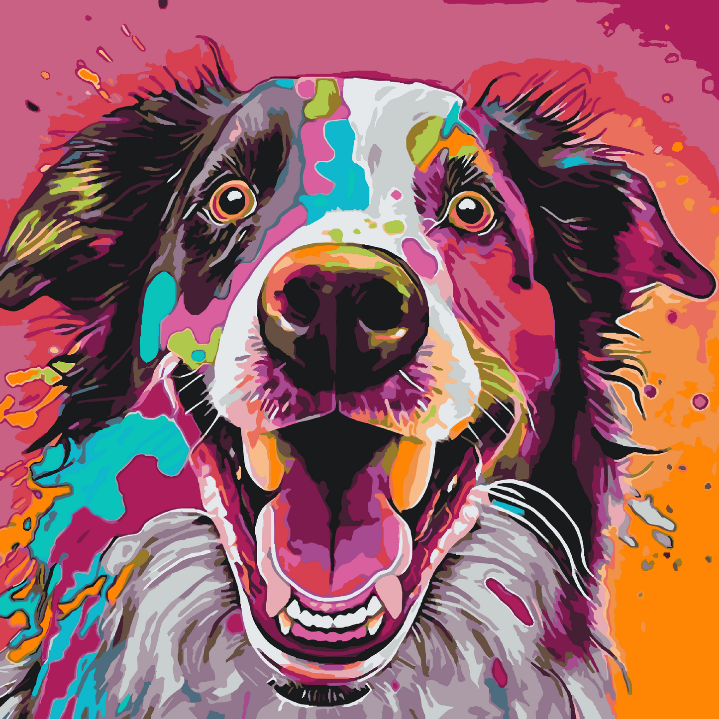Paint by Numbers - Farvestrålende hund