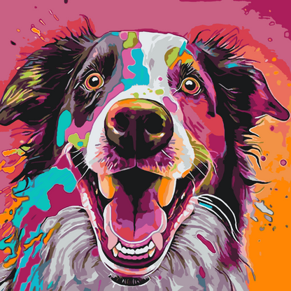 Paint by Numbers - Farvestrålende hund