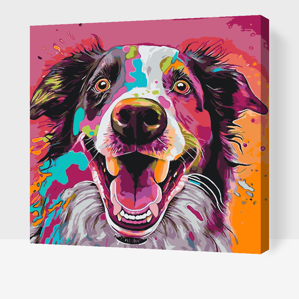 Paint by Numbers - Farvestrålende hund