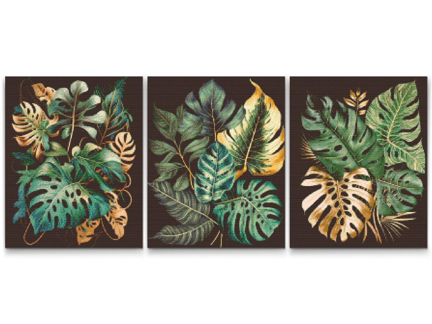 Diamond Painting - Tropisk bjergbestigning Monstera (sæt af 3)