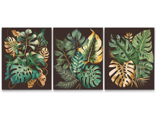 Diamond Painting - Tropisk bjergbestigning Monstera (sæt af 3)