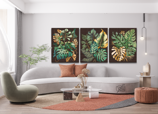 Diamond Painting - Tropisk bjergbestigning Monstera (sæt af 3)